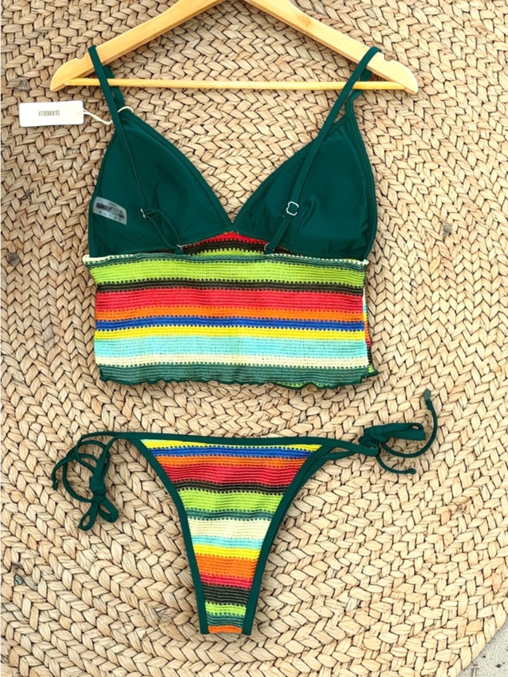 Seamoly NWT Vintage Colorblock Striped Tie Side Tankini Set Size Large - Picture 5 of 7
